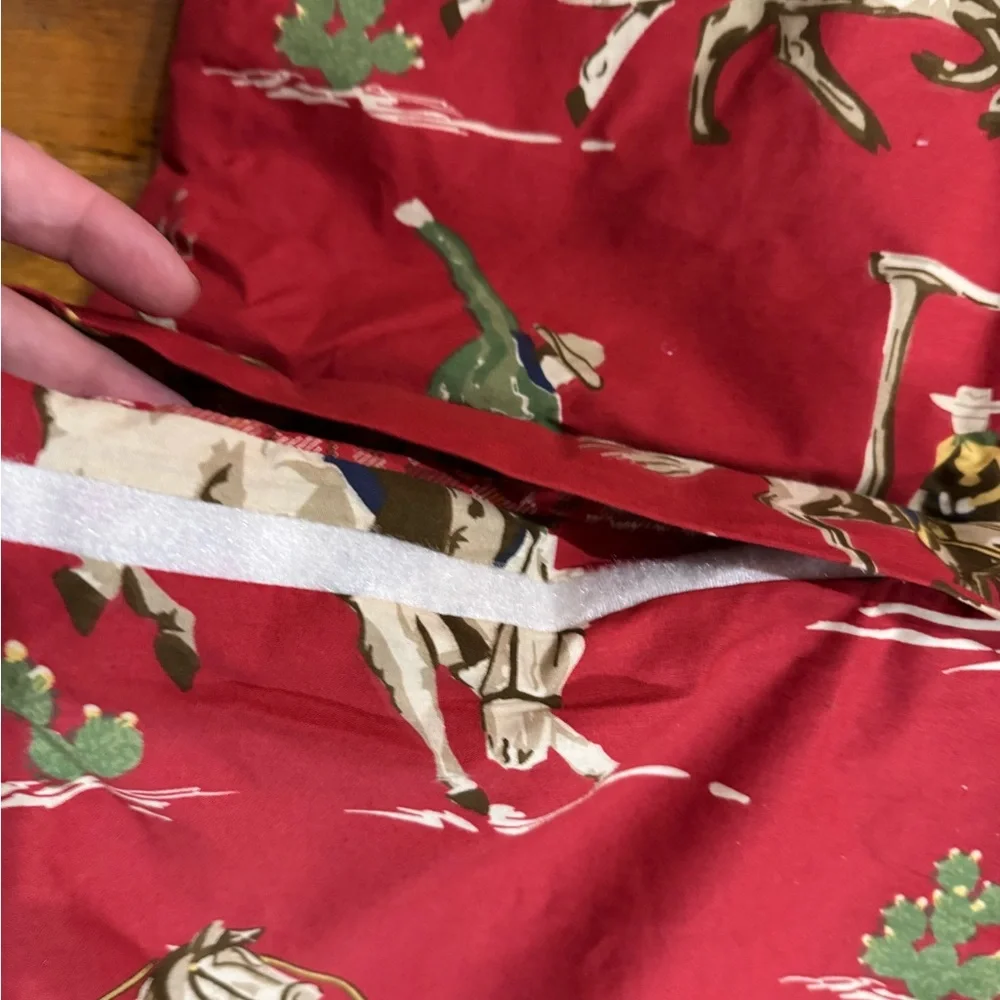 Vintage Red Cowboy Horses Rodeo Print comforter blanket Plaid Sided